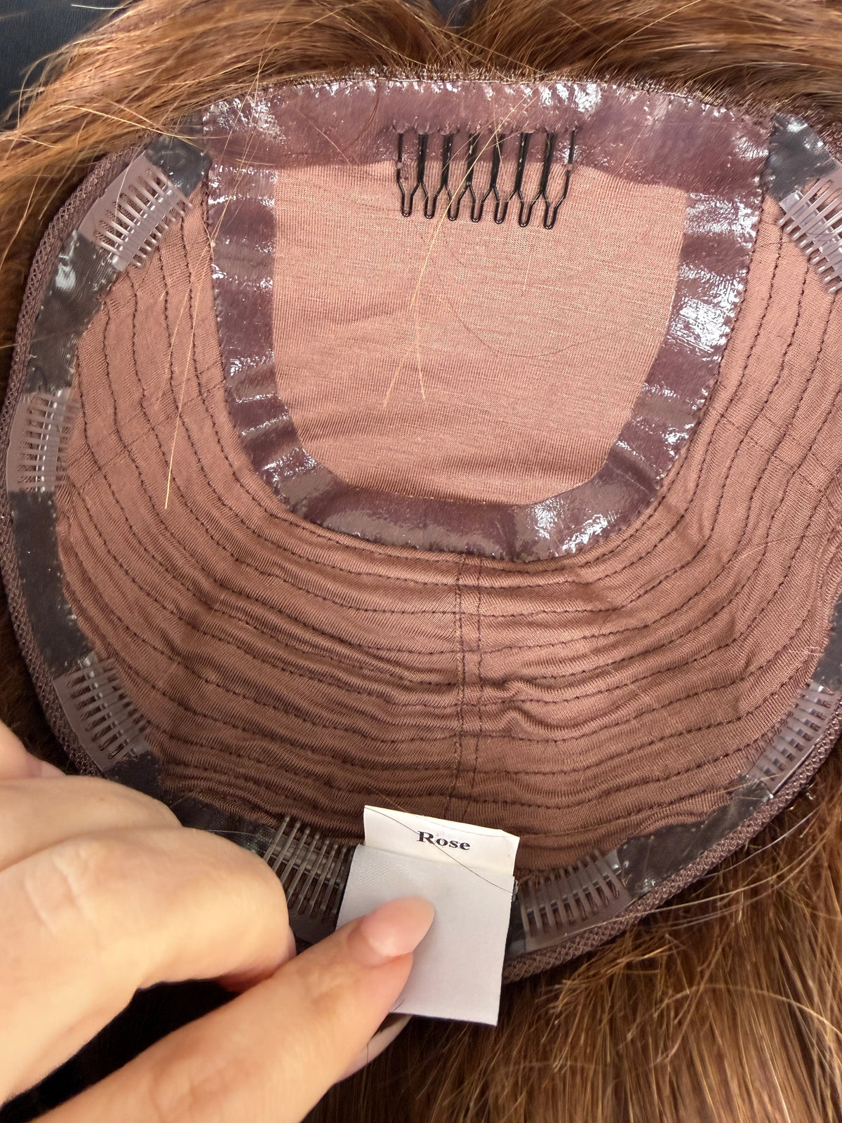 Rose 9x9 18" Natural Red Human Hair Silk Top Topper, photo 8 of 8