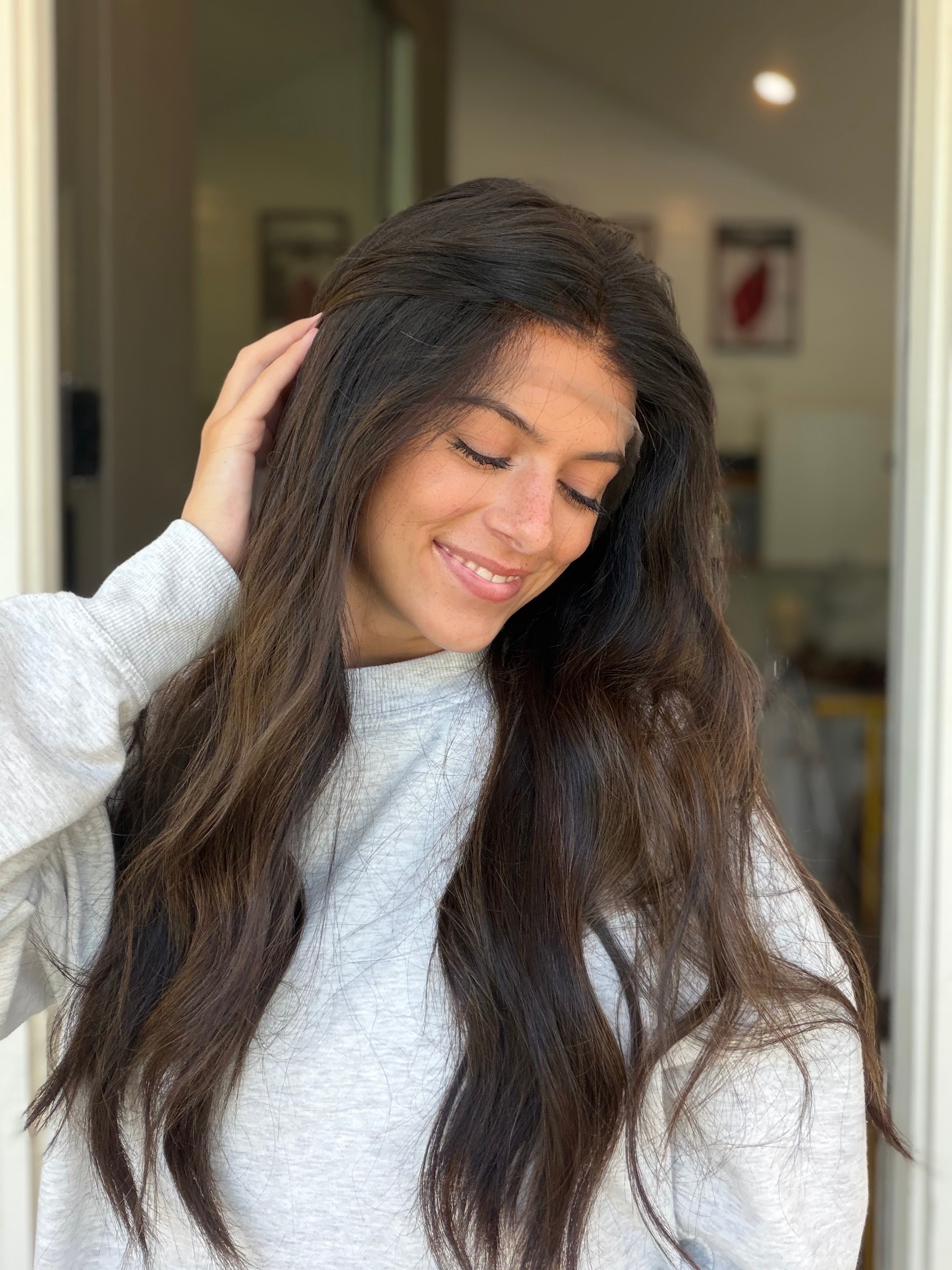 <b>Custom Balayage Jordyn</b><br> <I>Signature Mongolian Collection</I> <br> 24” Lace Top Wig