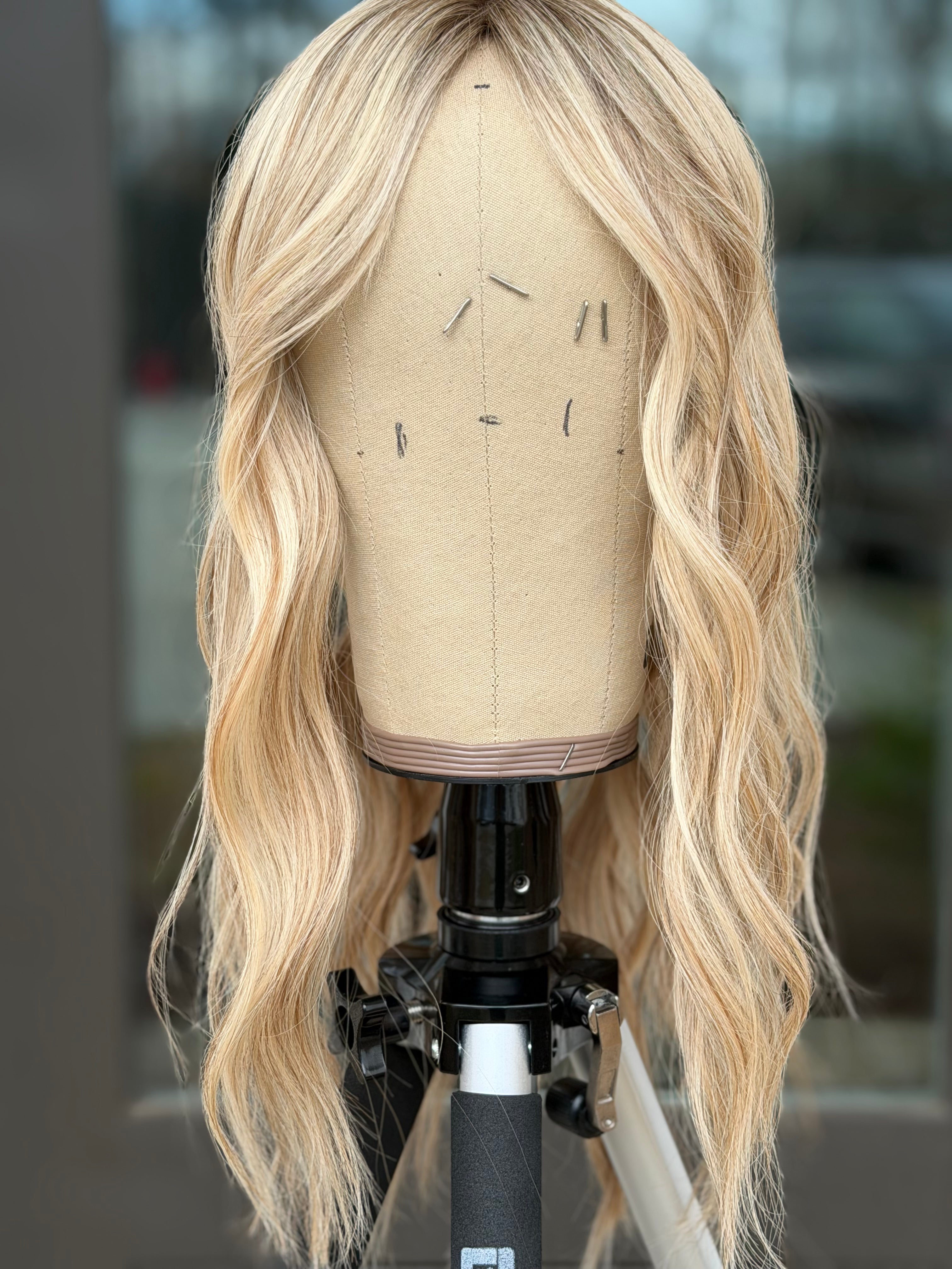 Adele 8x9 18" Golden Blonde Human Hair Silk Top Topper, photo 8 of 8