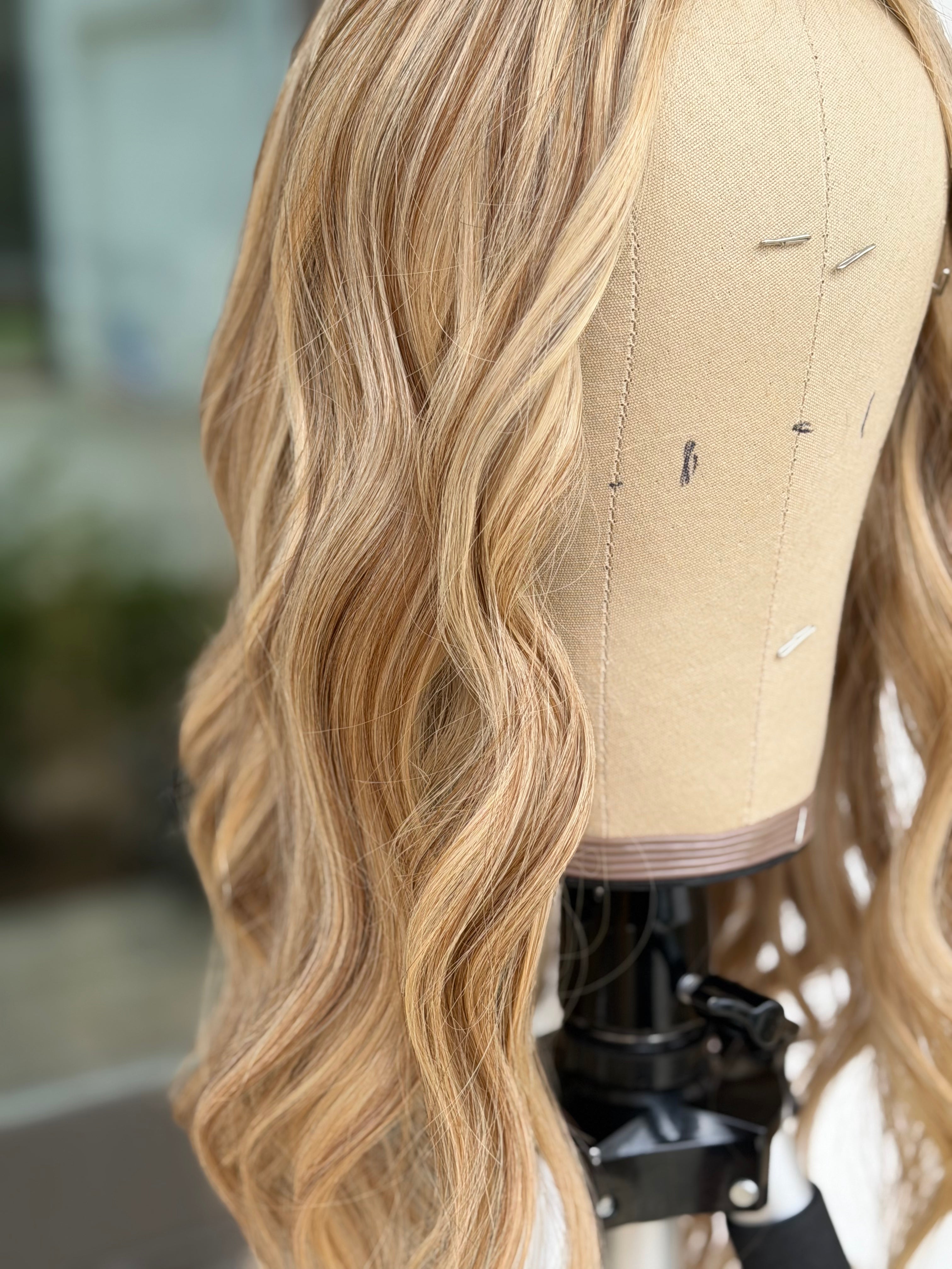 Ginger Rooted Blonde 9x9 20" Human Hair Silk Top Topper, photo 5 of 7