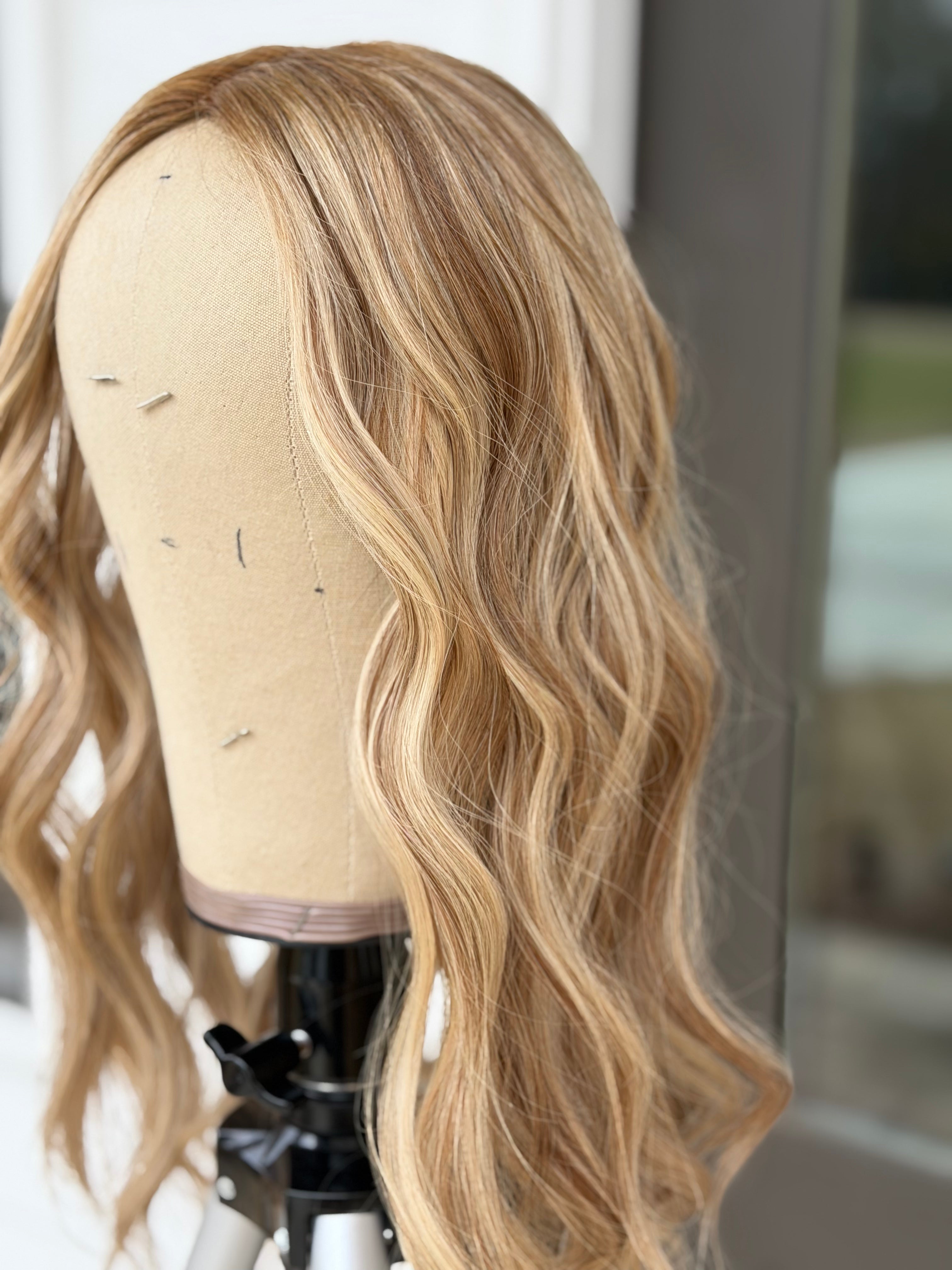 Ginger Rooted Blonde 9x9 20" Human Hair Silk Top Topper, photo 6 of 7