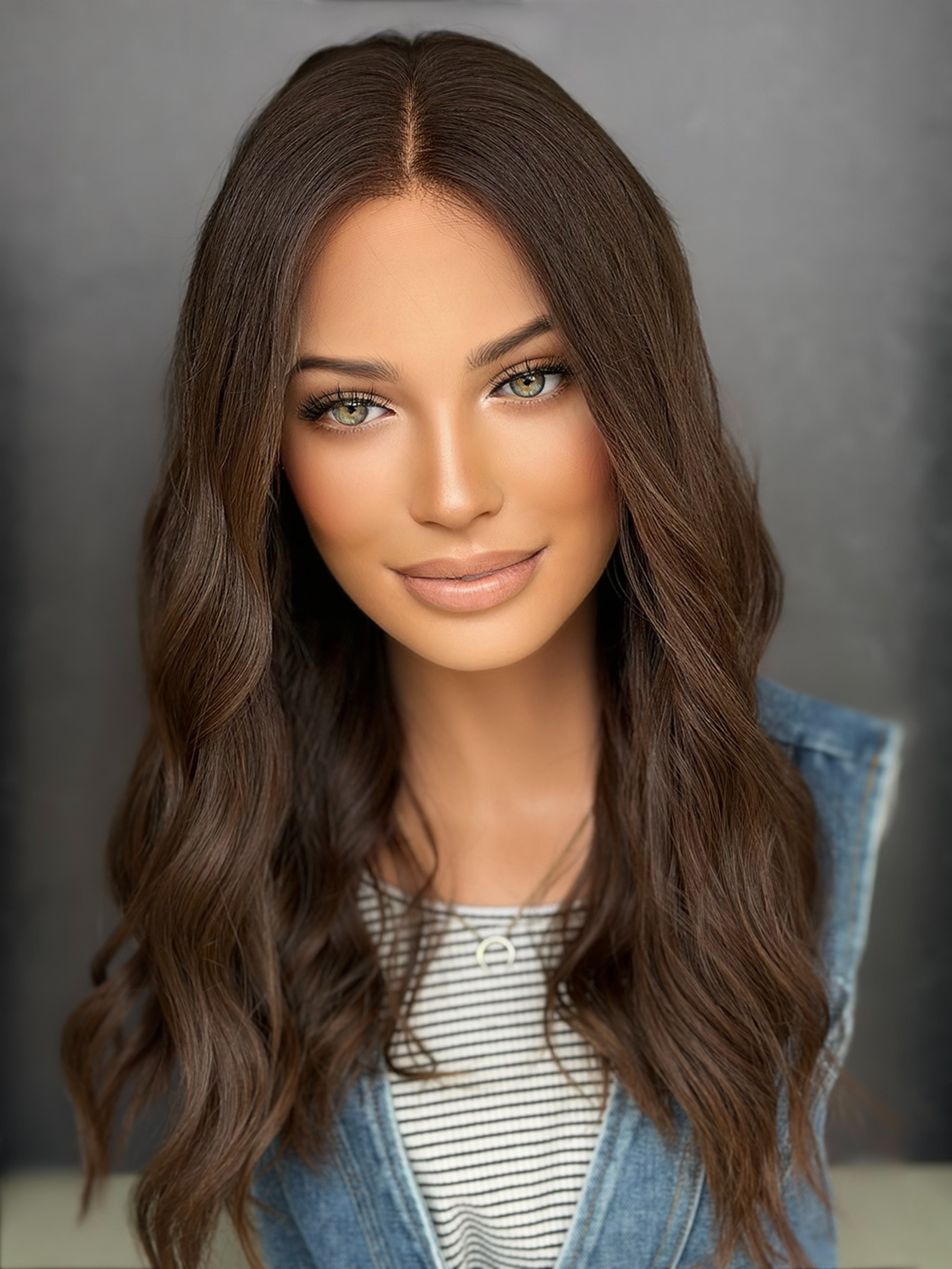 <b>Medium Brown Bleached Knots</b><br><u>S</u> <br> <l>Classic European Collection</l> <br> 20” Lace Top Wig