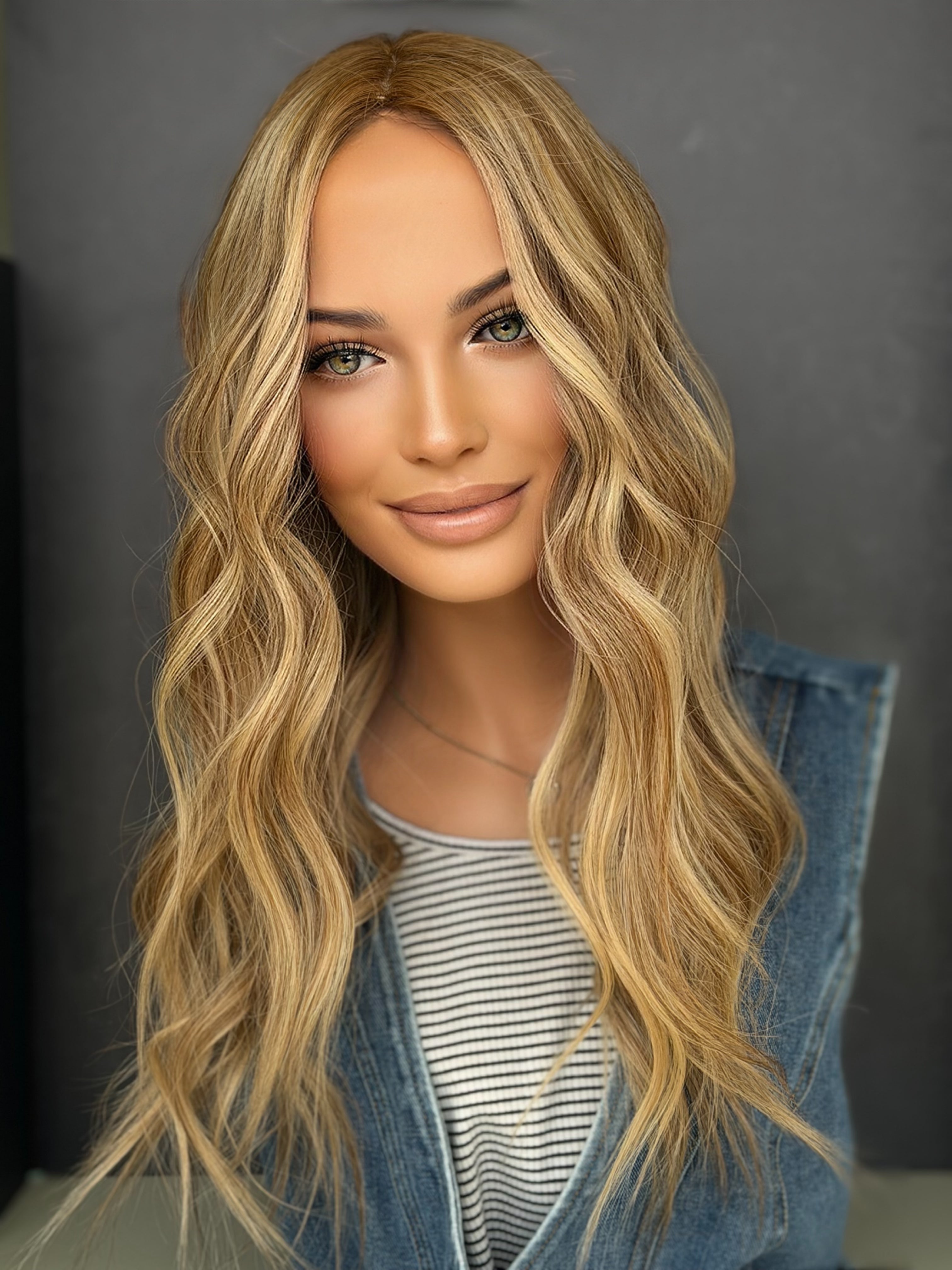 Ginger Rooted Blonde 9x9 20" Human Hair Silk Top Topper, photo 3 of 7