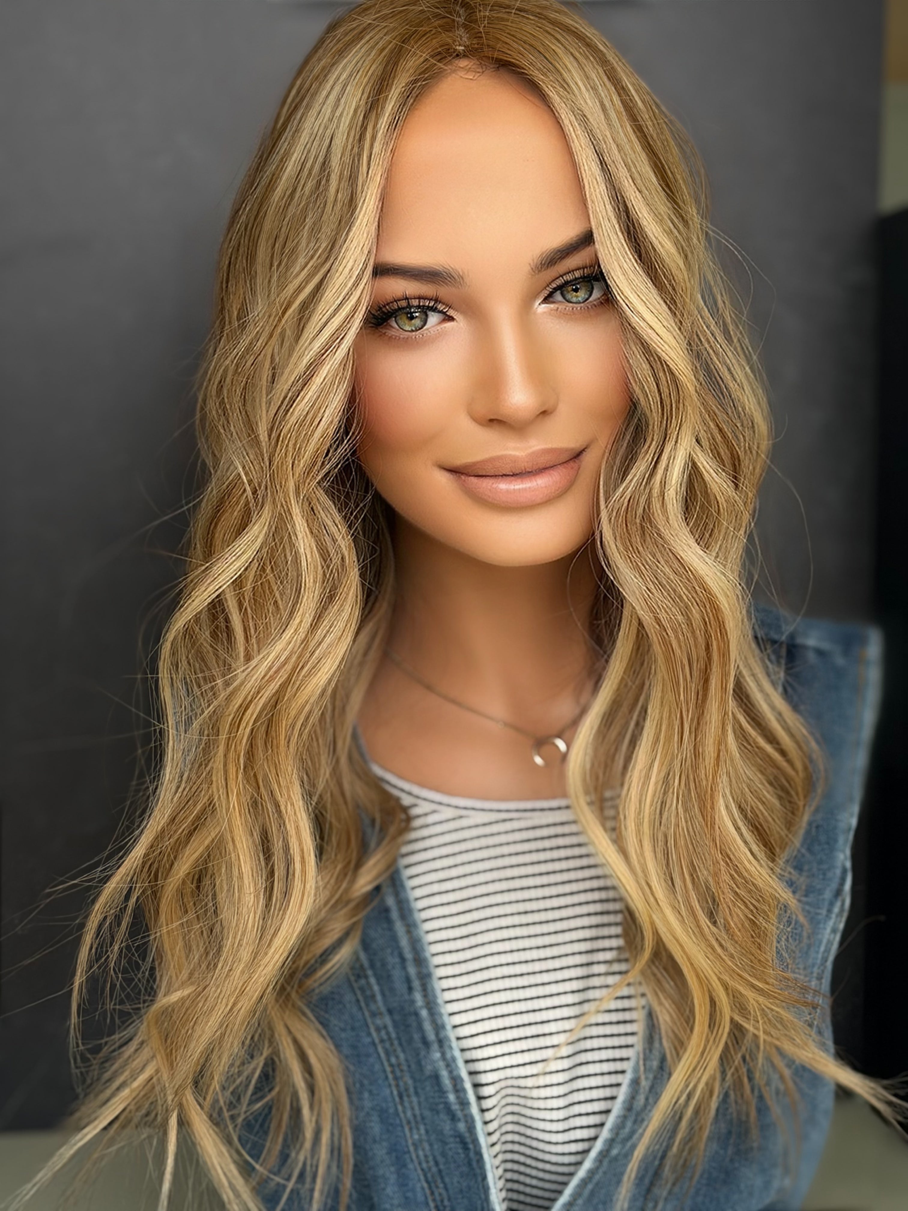 Ginger Rooted Blonde 9x9 20" Human Hair Silk Top Topper, photo 2 of 7