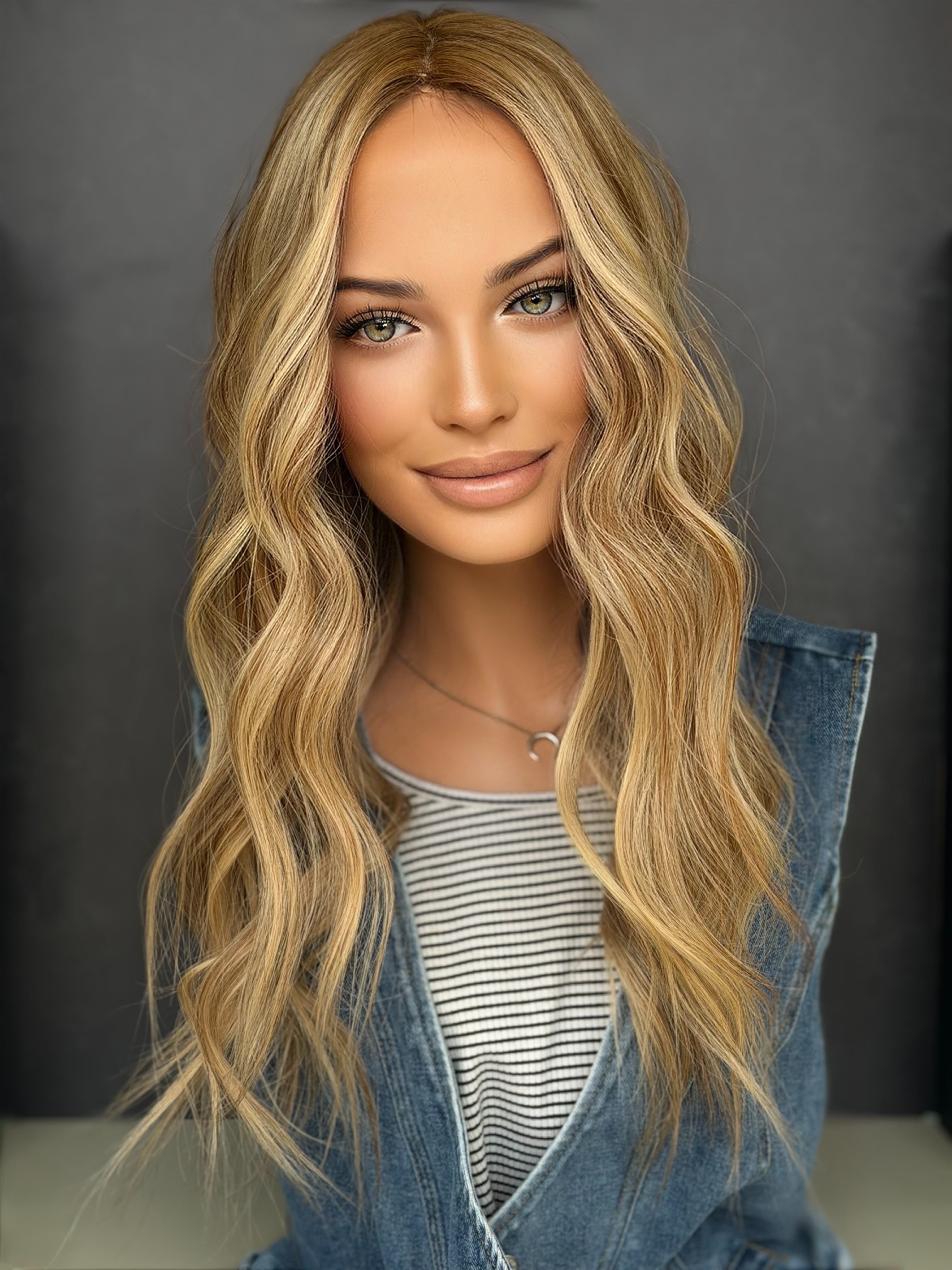 Ginger Rooted Blonde 9x9 20" Human Hair Silk Top Topper, photo 1 of 7