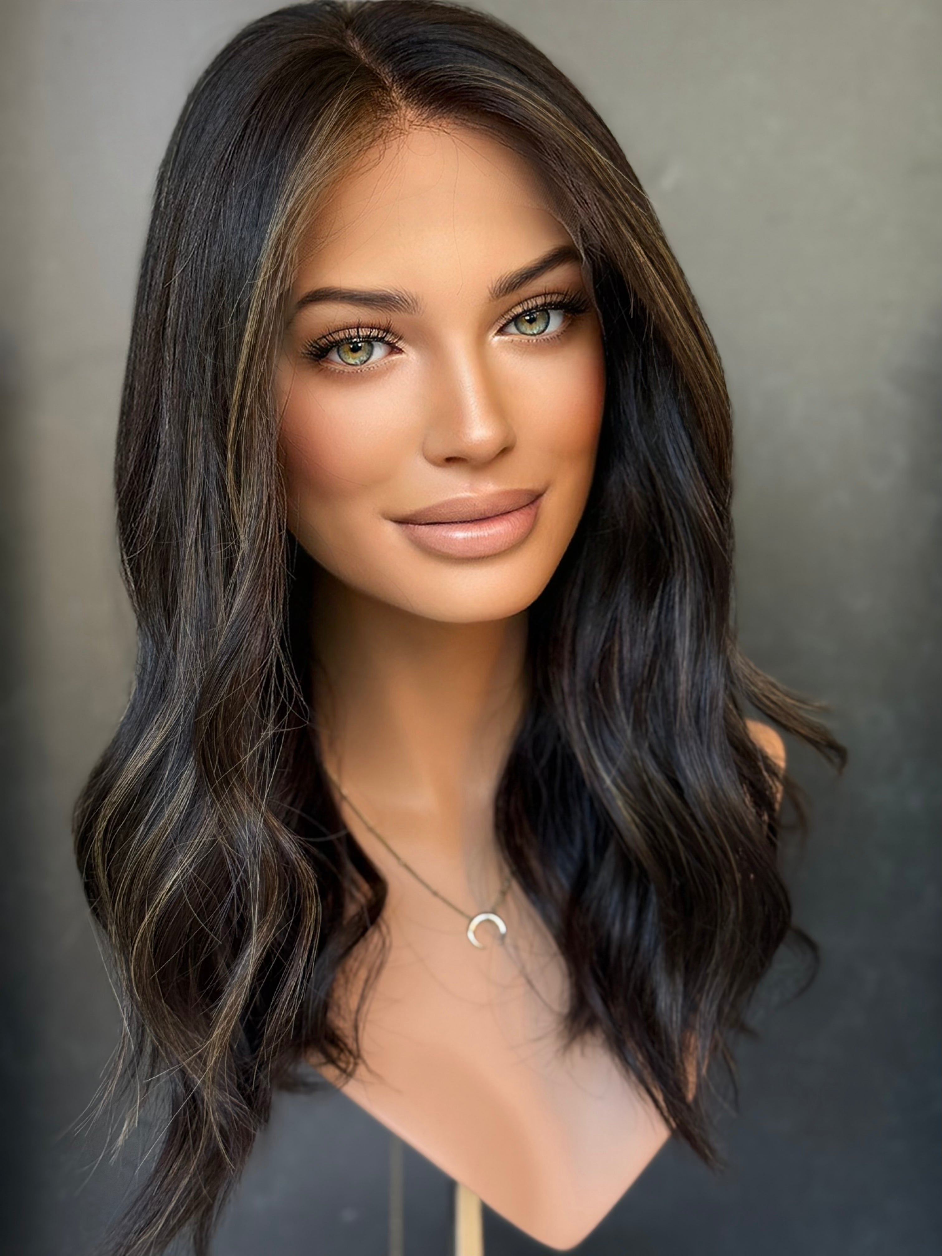 Balayage Jordyn 18-inch human hair lace top wig, Signature Mongolian collection