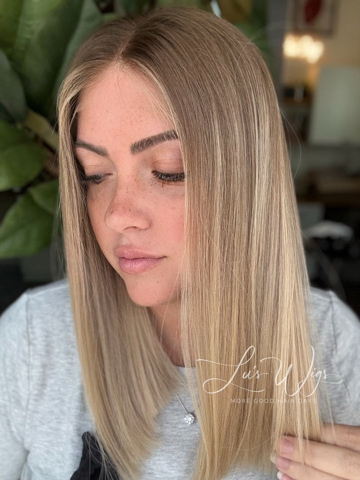 “Champagne Smoke” [M] 16” Lace Top Wig
