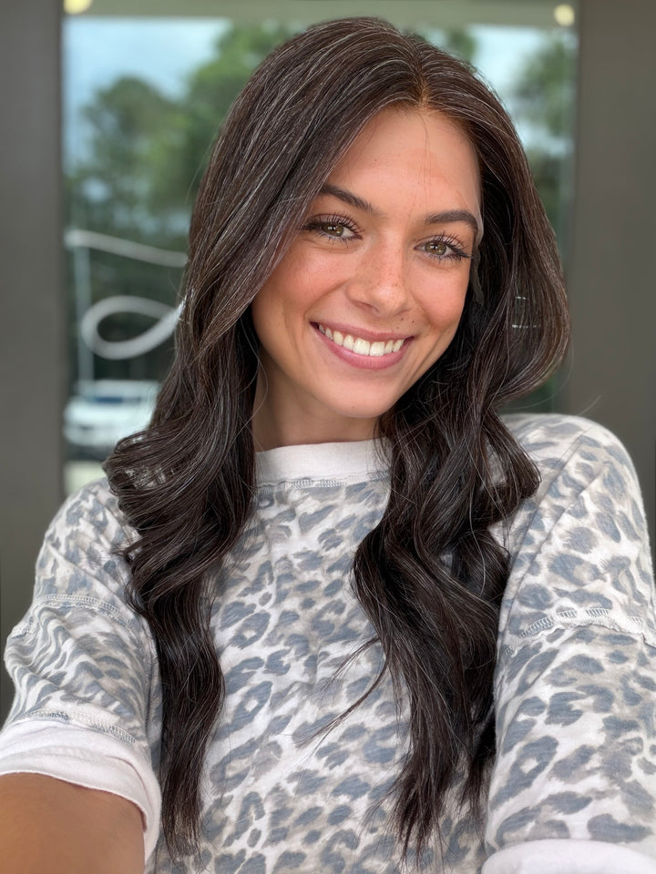 Junie with natural silver highlighting (M) 22” Lace Top Wig