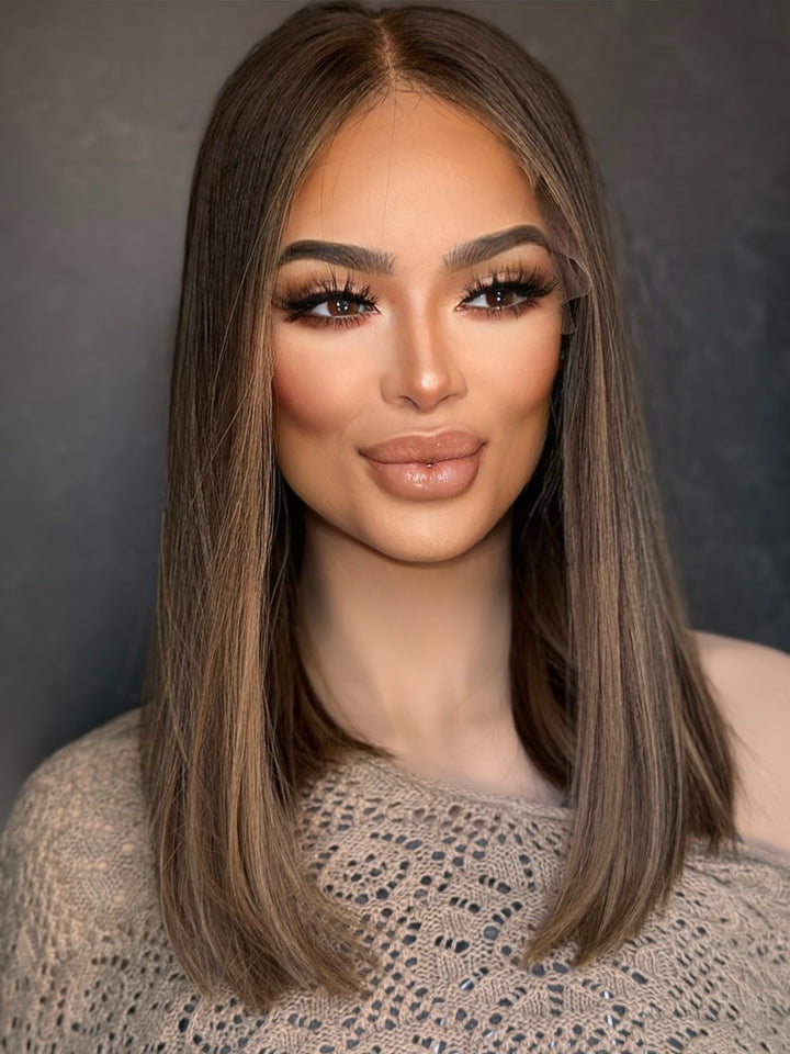 “Latte Swirl” [XS] 16” Lace Top Wig