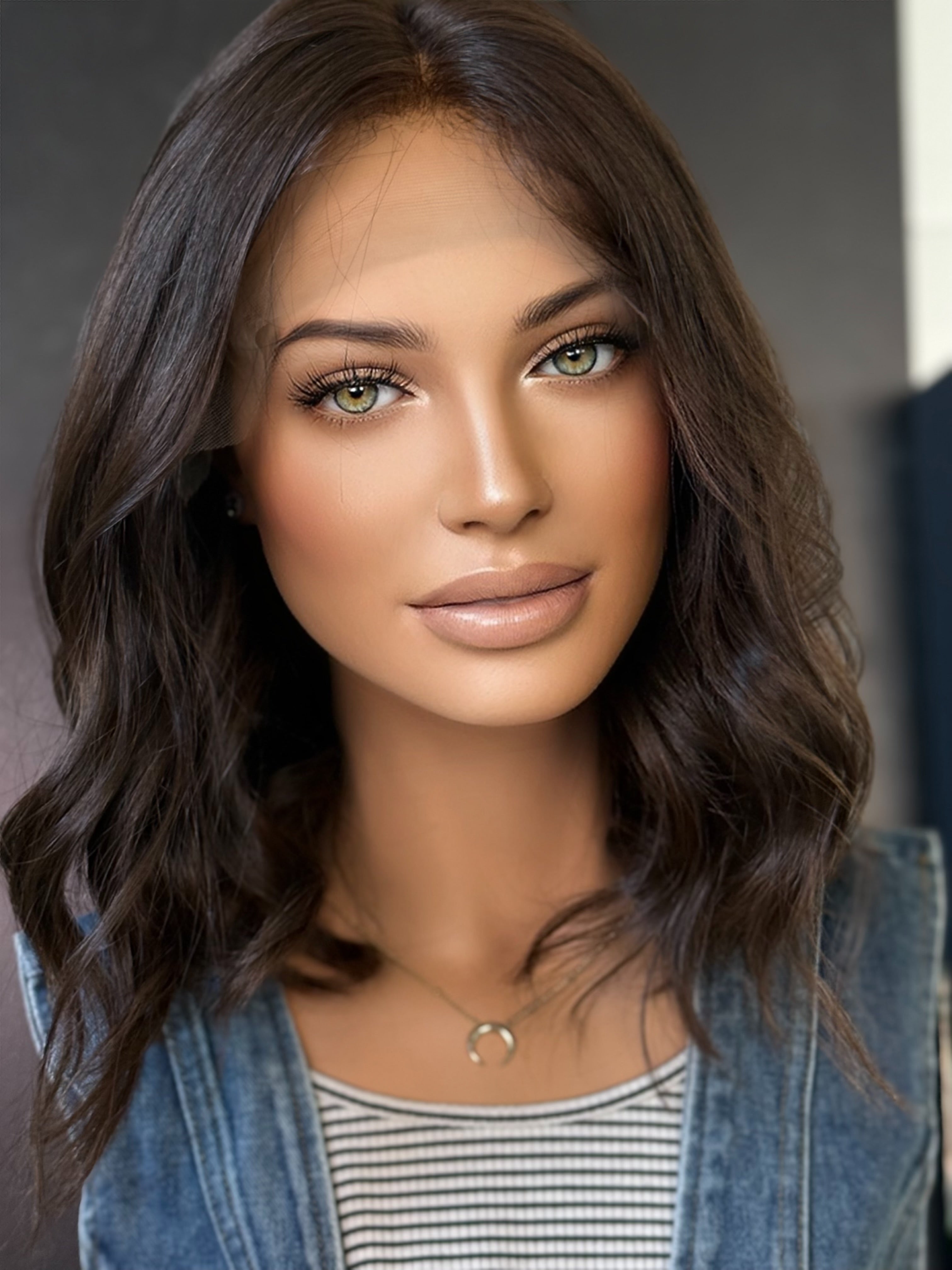 Charleigh 16" Euro Lace Top Bob Wig – Medium Brown XS | Lu's Wigs