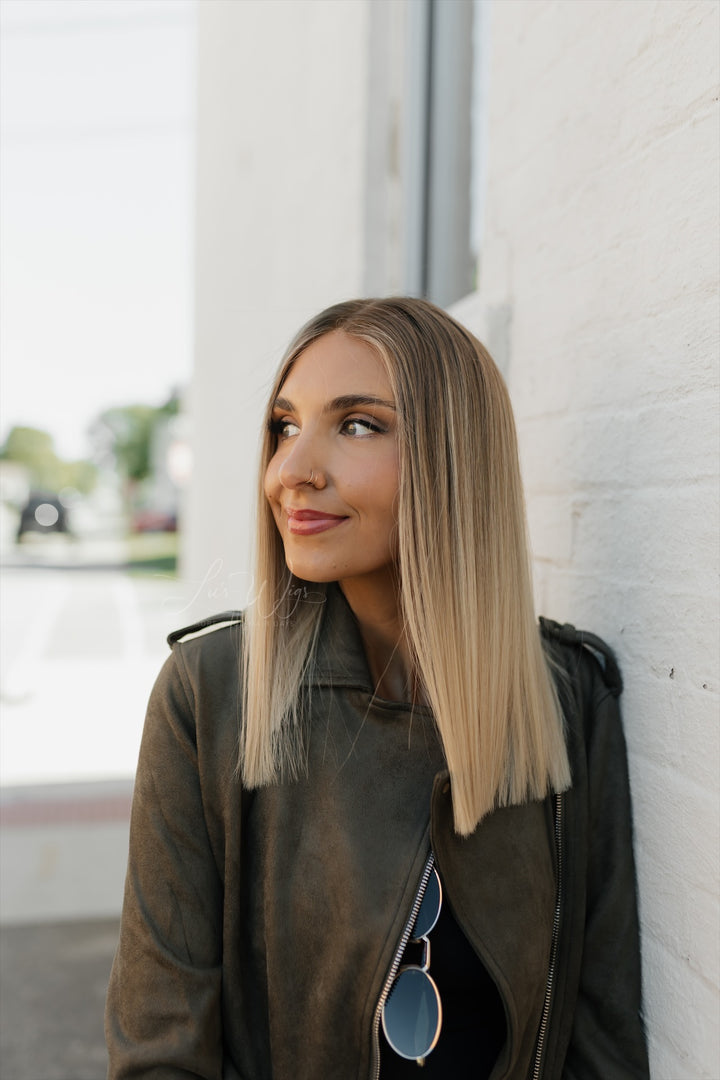 “Champagne Smoke” [XS] 16” Lace Top Wig