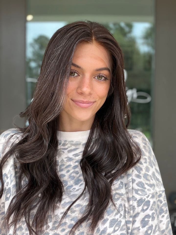 Junie with natural silver highlighting (M) 22” Lace Top Wig