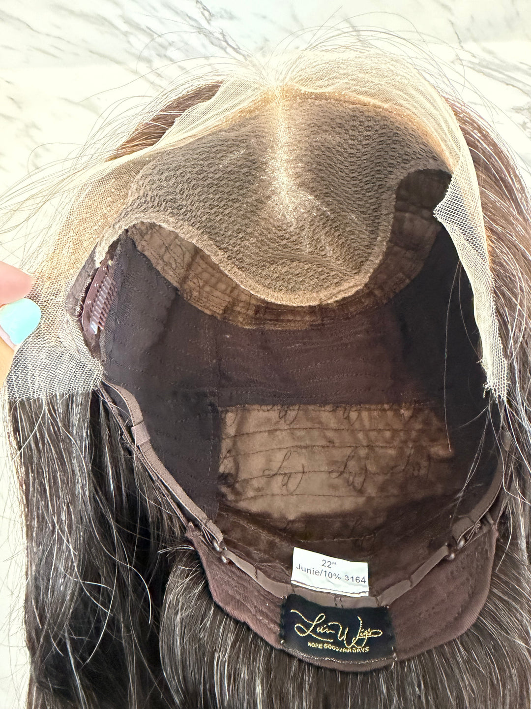 Junie with natural silver highlighting (M) 22” Lace Top Wig