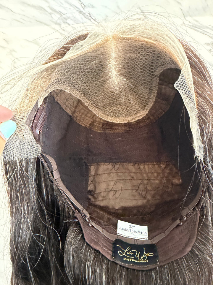 Junie with natural silver highlighting (M) 22” Lace Top Wig