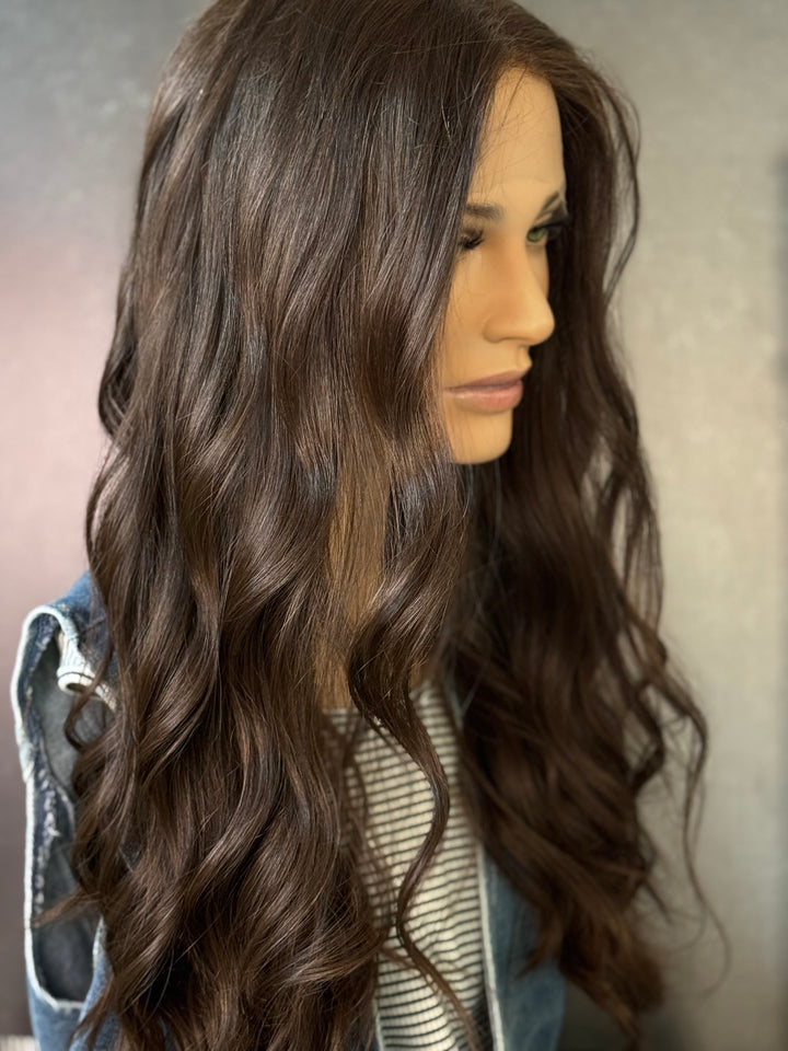 Lauren 22" Euro Lace Top Wig – Medium-Medium Light Brown | Lu's Wigs