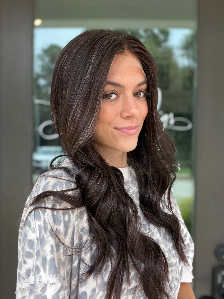 Junie with natural silver highlighting (M) 22” Lace Top Wig