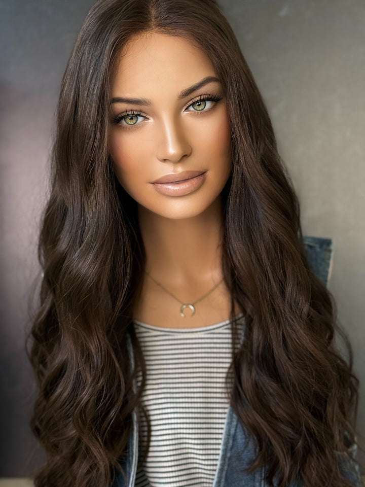 Lauren 22" Euro Lace Top Wig – Medium-Medium Light Brown | Lu's Wigs