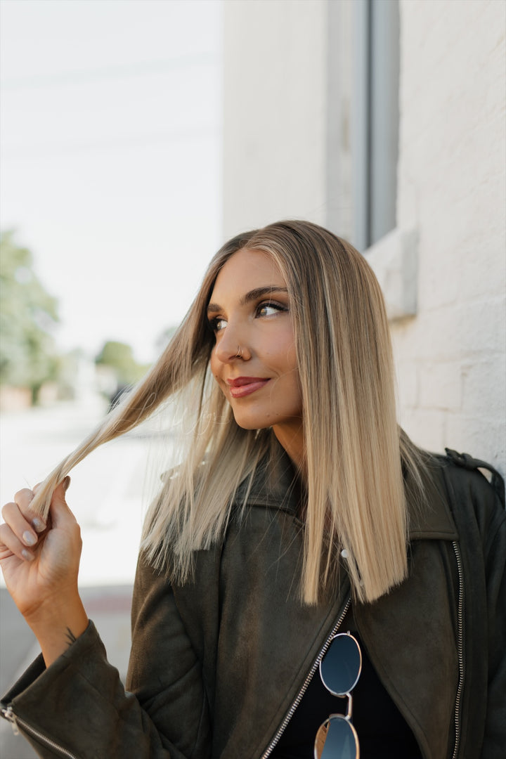 “Champagne Smoke” [XS] 16” Lace Top Wig