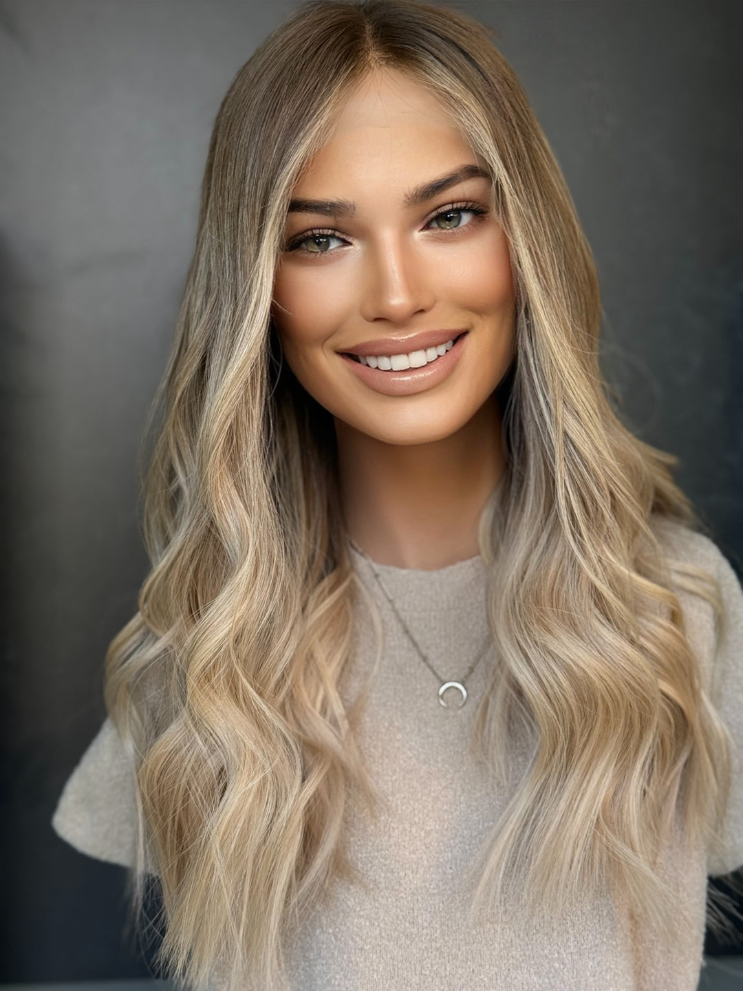 “Champagne Smoke” [XS] 21” Lace Top Wig