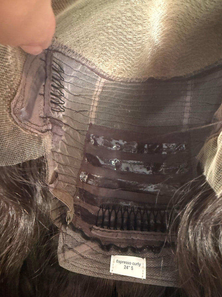 “Wavy Espresso” [choose your size) 24” Glam Lace Top wig