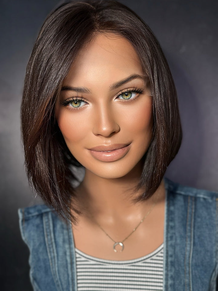 Dark Chocolate Brown [M] 12” Euro Co. Lace Top Wig