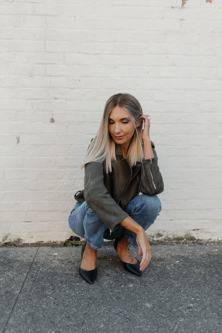 “Champagne Smoke” [XS] 16” Lace Top Wig