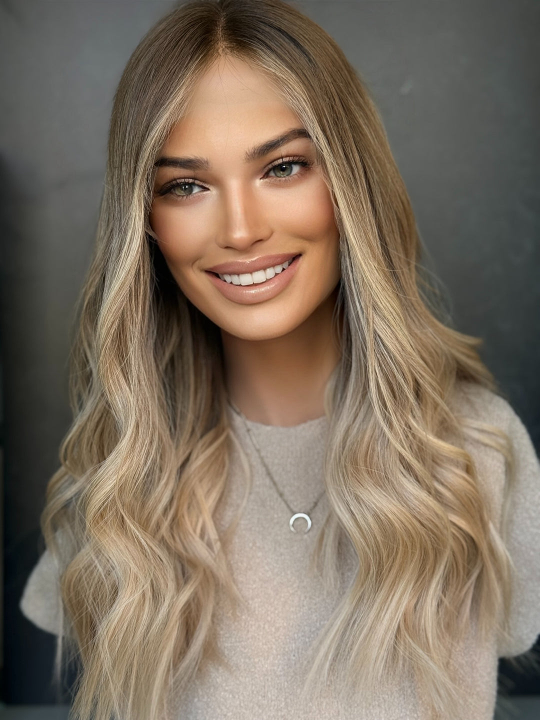 “Champagne Smoke” [XS] 21” Lace Top Wig