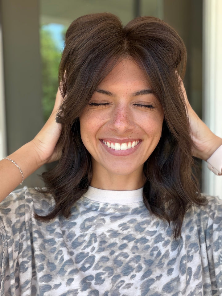 Charleigh 16" Euro Lace Top Bob Wig – Medium Brown XS | Lu's Wigs