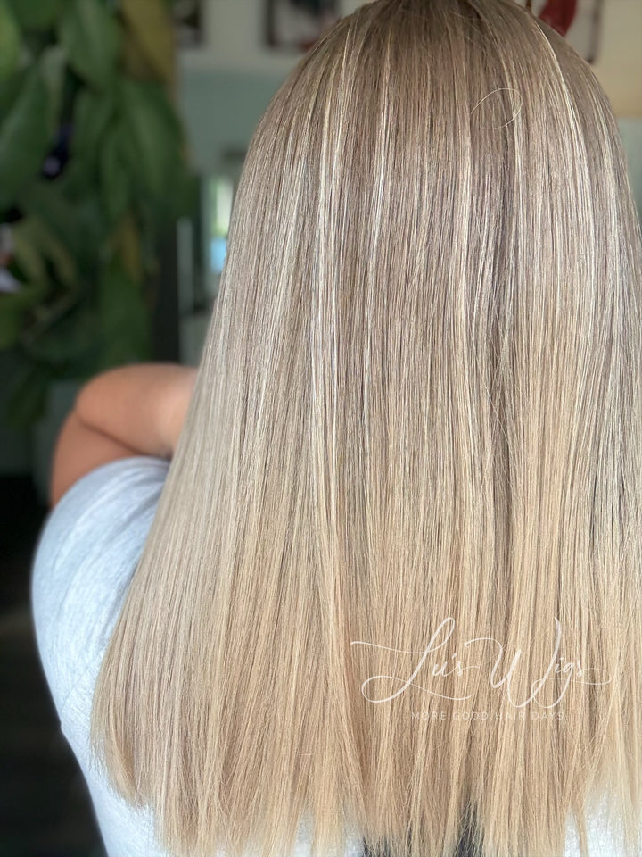 “Champagne Smoke” [M] 16” Lace Top Wig