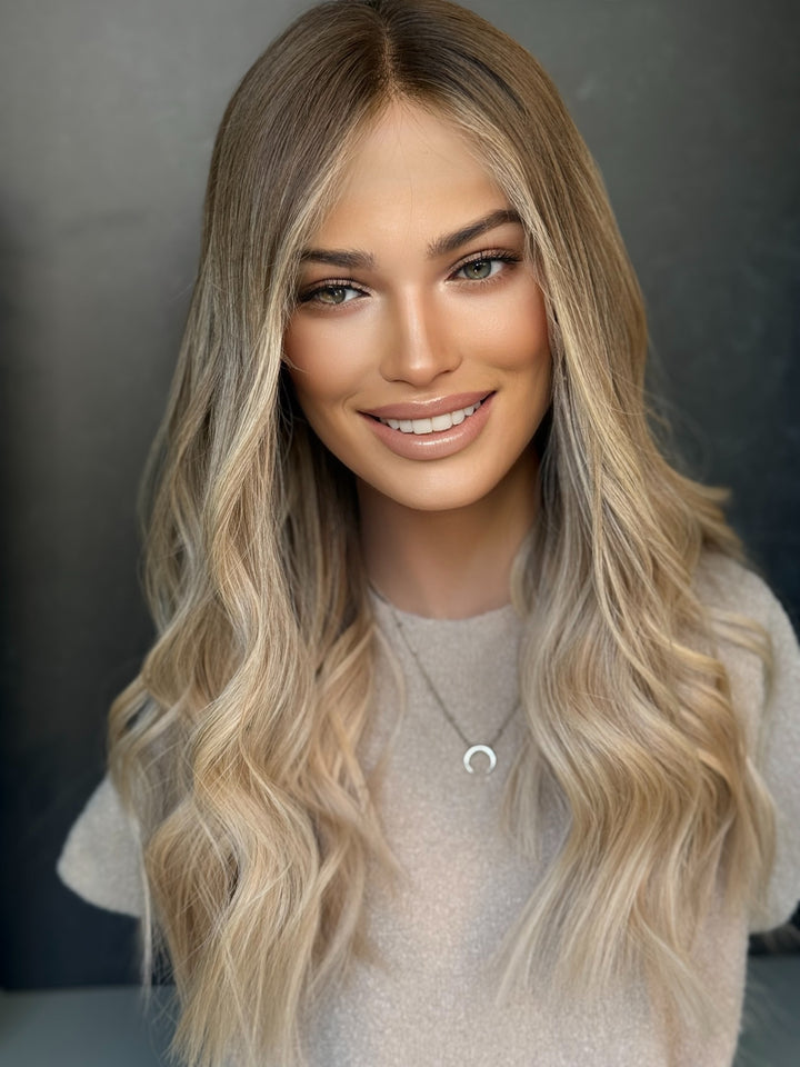 “Champagne Smoke” [XS] 21” Lace Top Wig