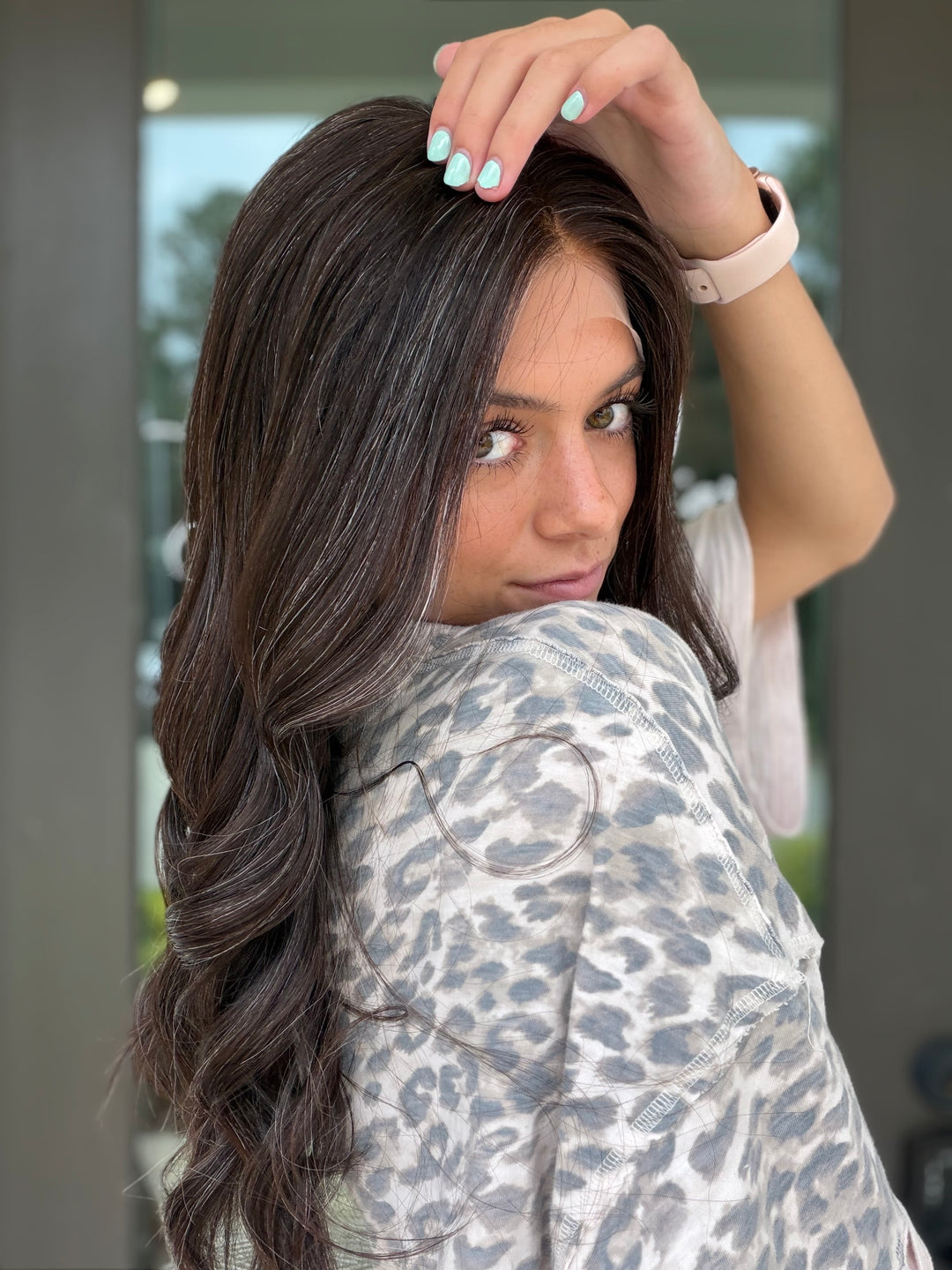 Junie with natural silver highlighting (M) 22” Lace Top Wig