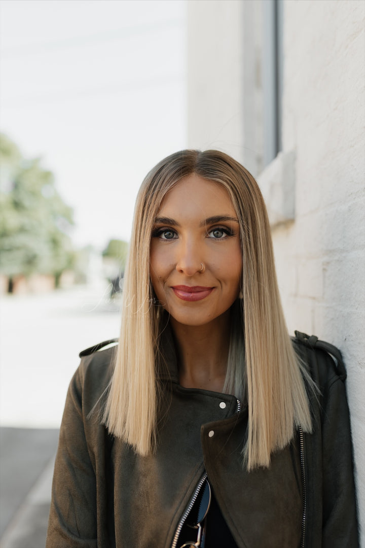 “Champagne Smoke” [XS] 16” Lace Top Wig