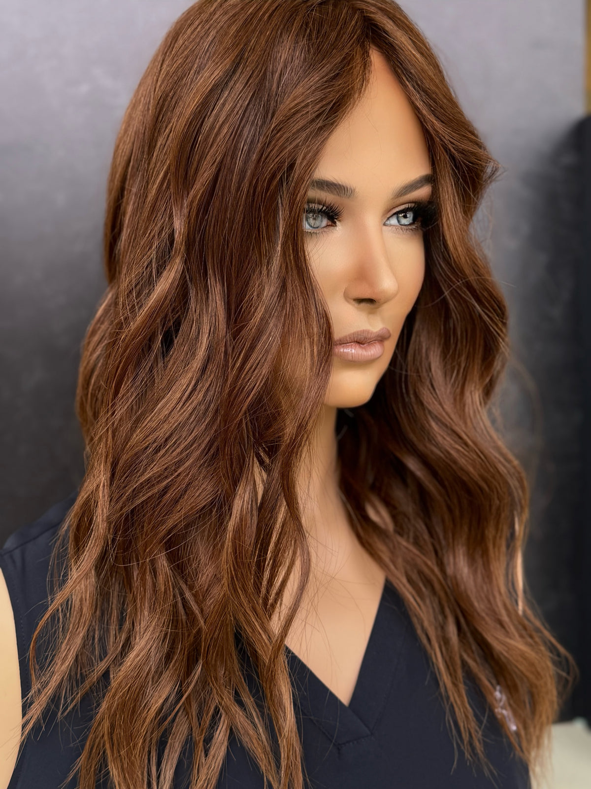 Rose 9x9 18" Natural Red Human Hair Silk Top Topper, photo 3 of 8