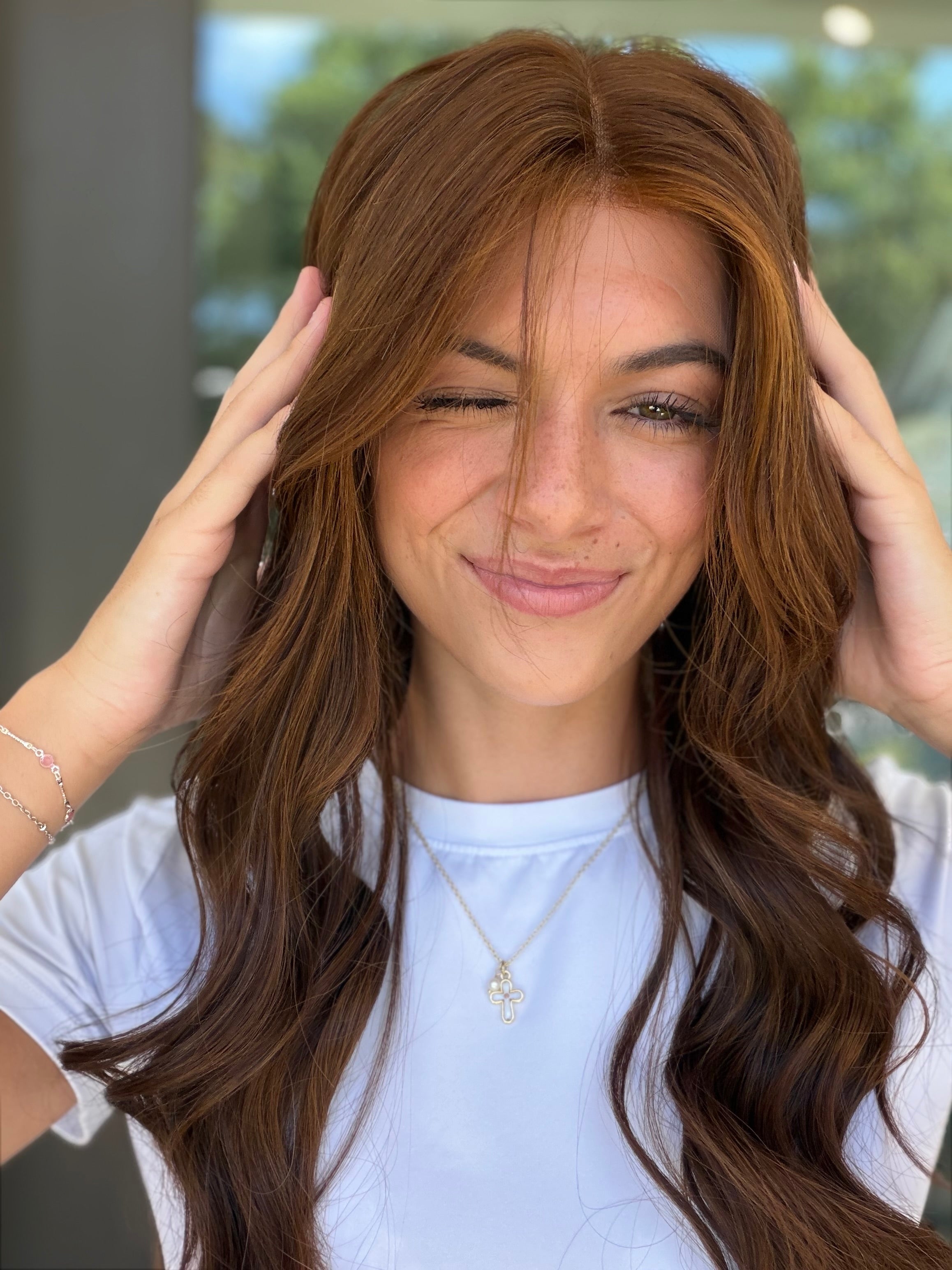 <b>Auburn</b><br><u>l</u> <br> <l>Signature Mongolian Collection</l> <br> 24” Lace Top Wig