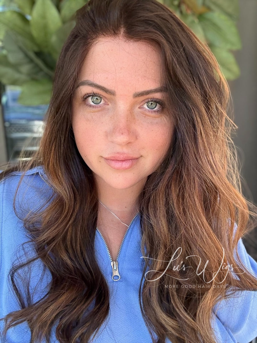 “Caramel brûlée” [M] 23” Euro lace top wig
