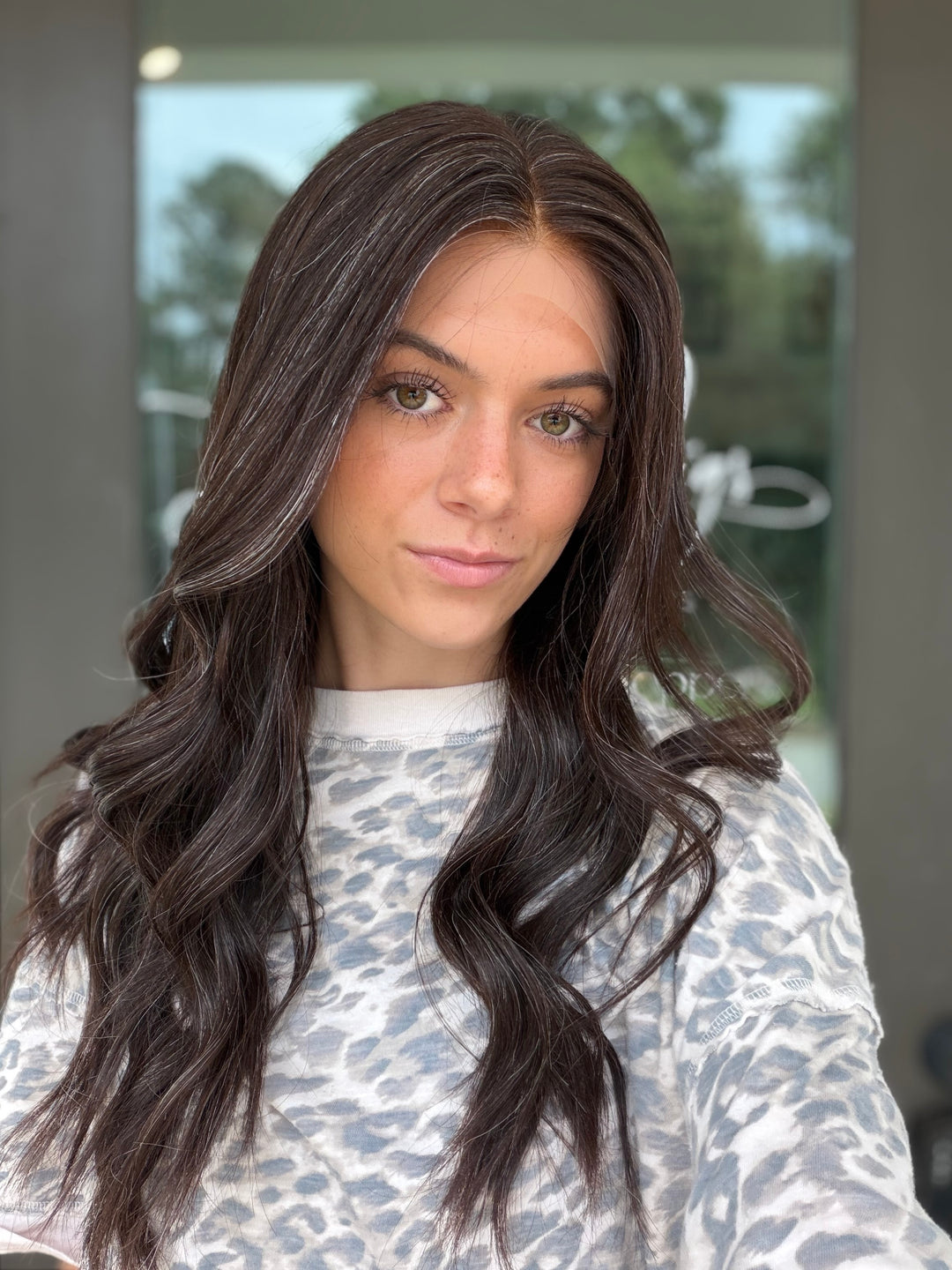 Junie with natural silver highlighting (M) 22” Lace Top Wig