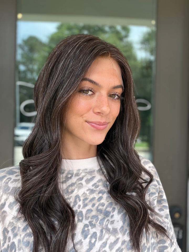 Junie with natural silver highlighting (M) 22” Lace Top Wig