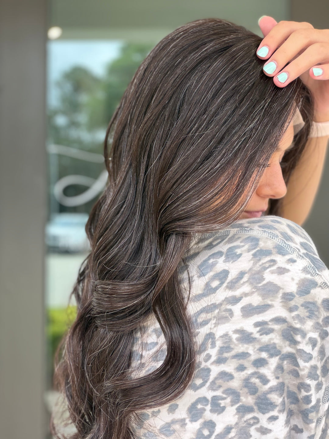 Junie with natural silver highlighting (M) 22” Lace Top Wig