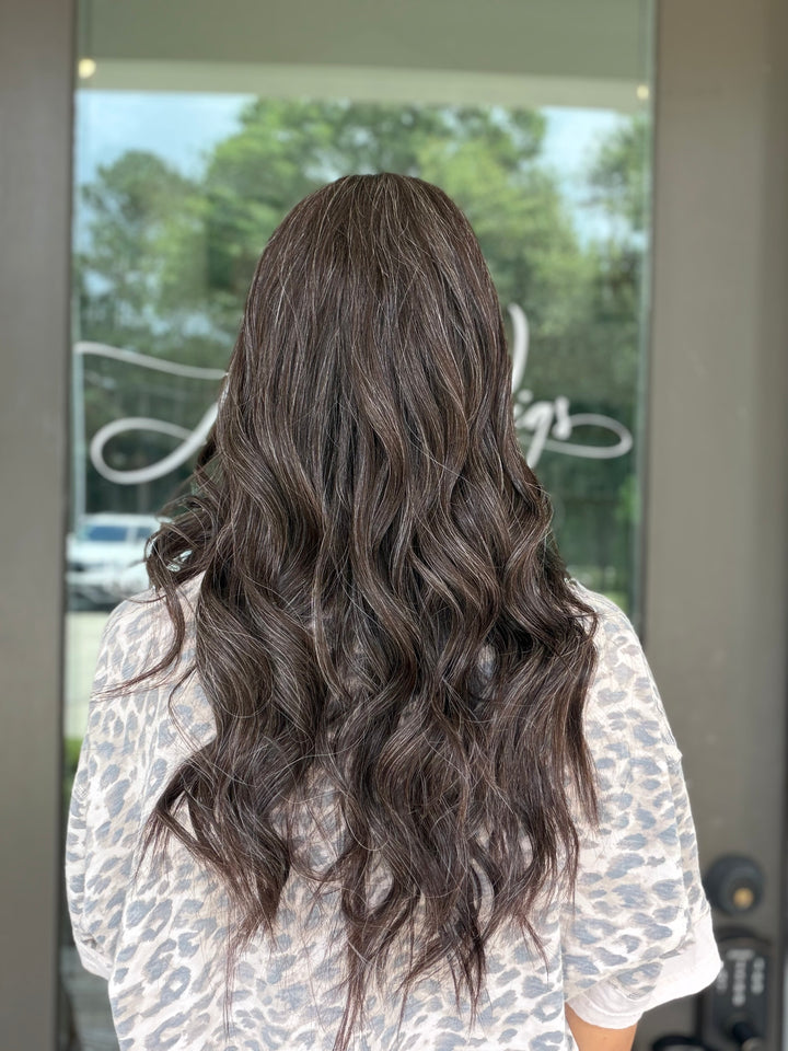 Junie with natural silver highlighting (M) 22” Lace Top Wig