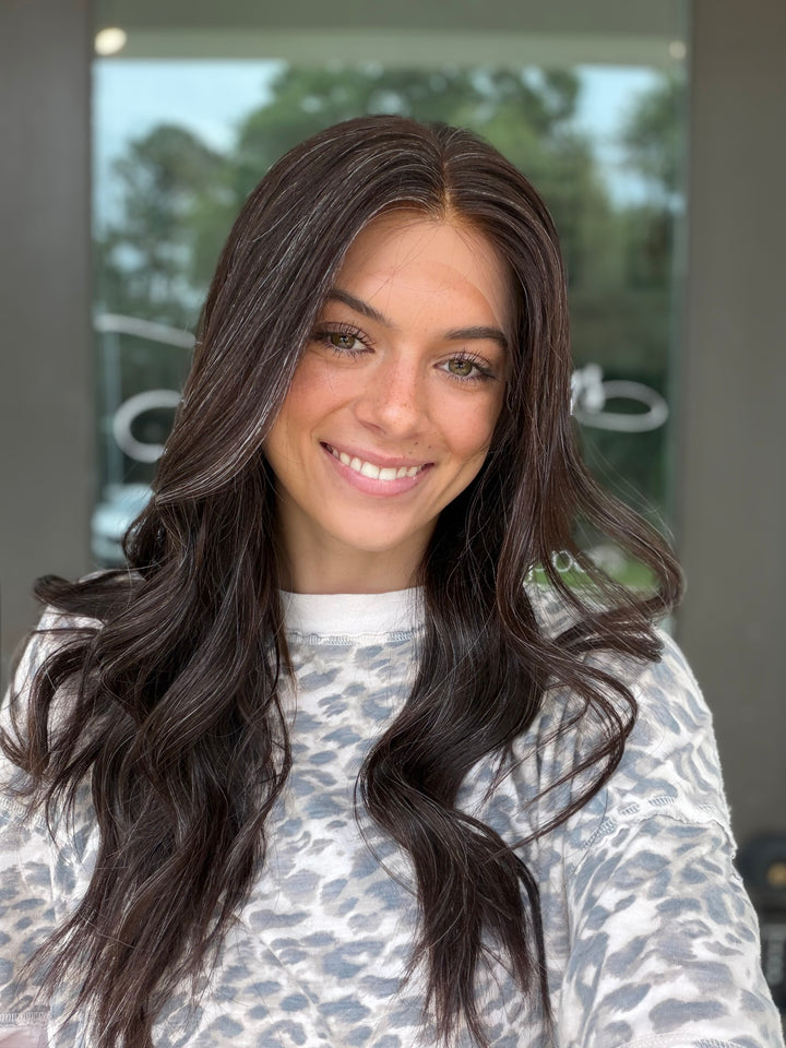 Junie with natural silver highlighting (M) 22” Lace Top Wig