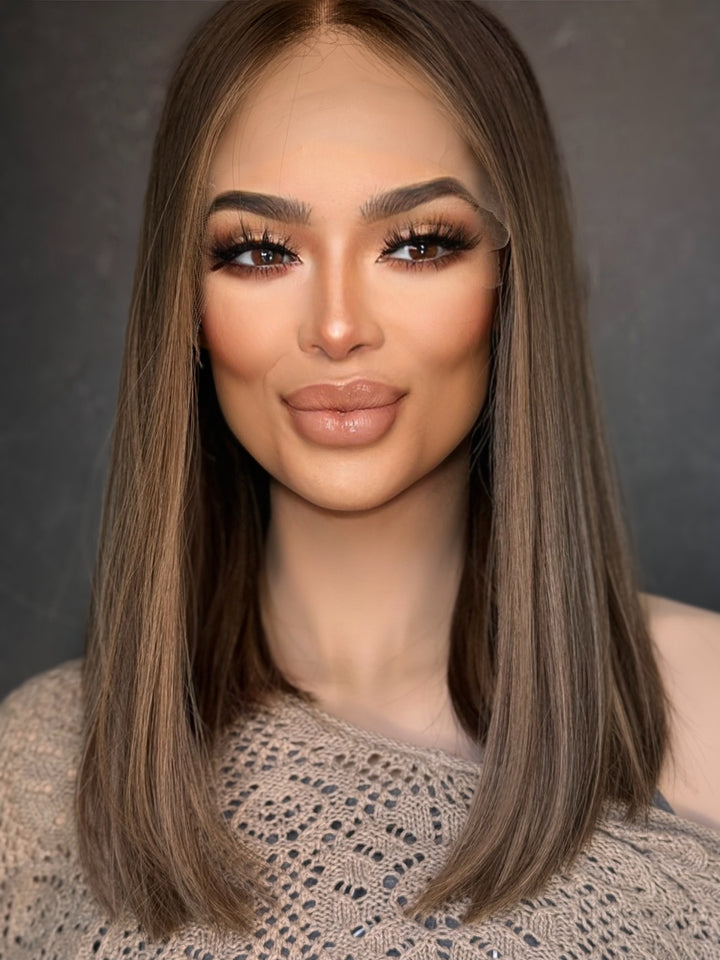 “Latte Swirl” [XS] 16” Lace Top Wig