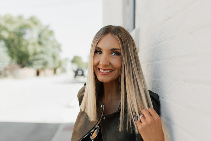 “Champagne Smoke” [XS] 16” Lace Top Wig