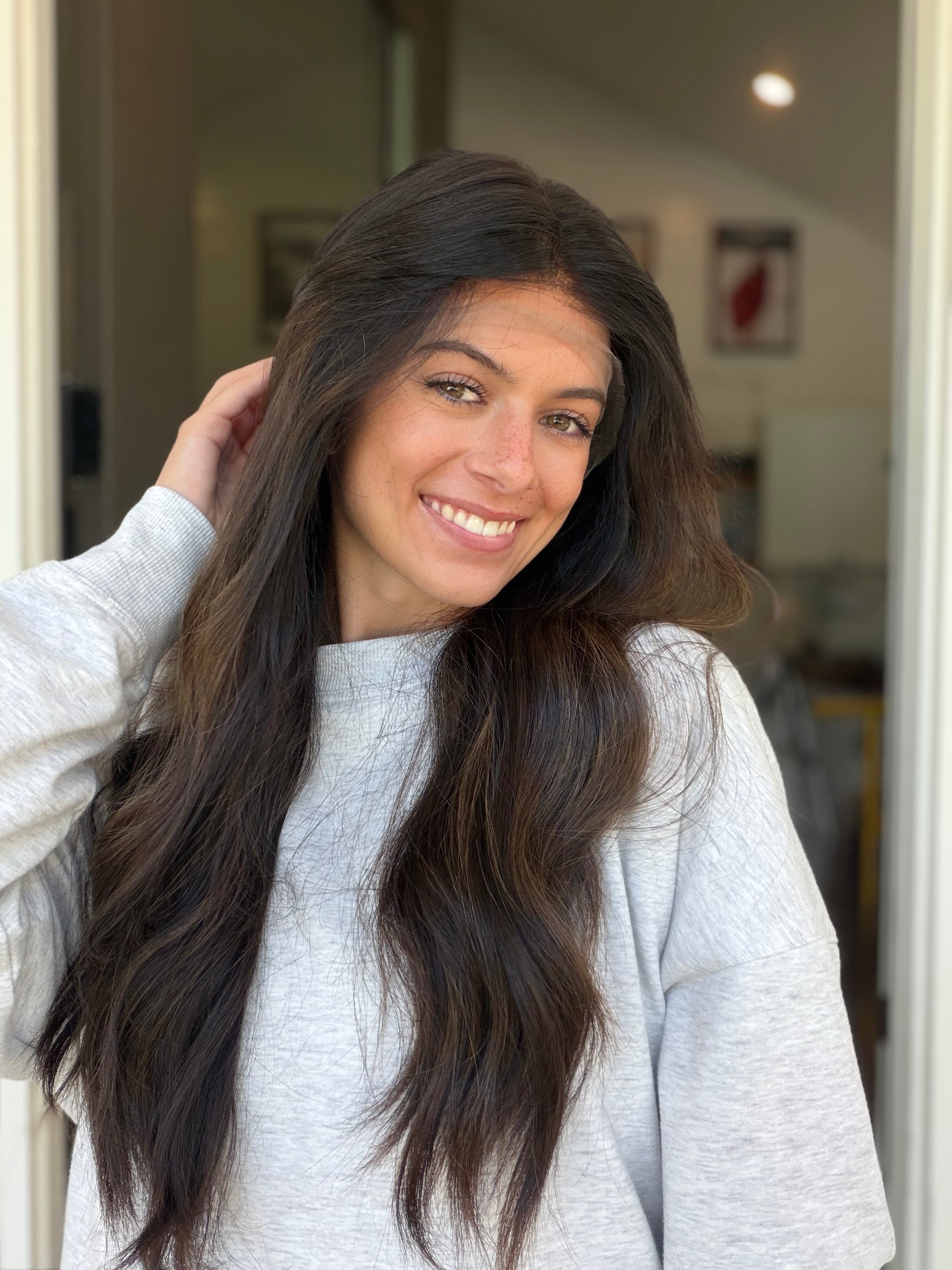<b>Custom Balayage Jordyn</b><br> <I>Signature Mongolian Collection</I> <br> 24” Lace Top Wig