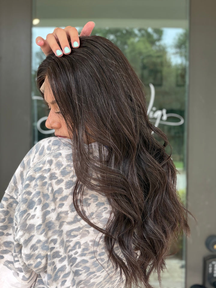 Junie with natural silver highlighting (M) 22” Lace Top Wig