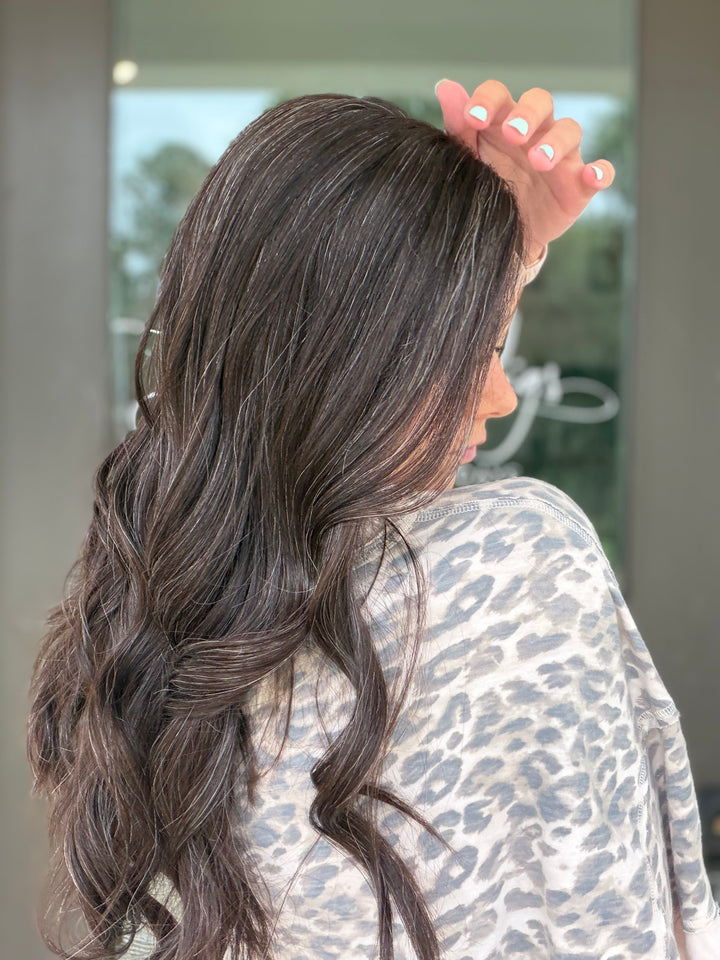 Junie with natural silver highlighting (M) 22” Lace Top Wig