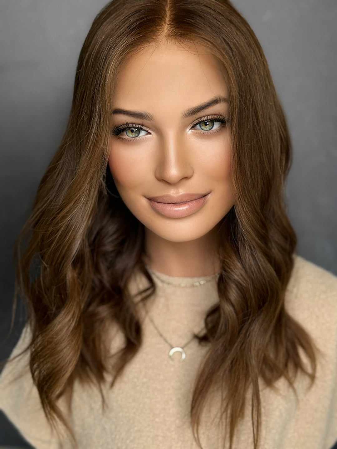 Warm Light Brown Euro 18” [M] Low Density Lace Top Wig
