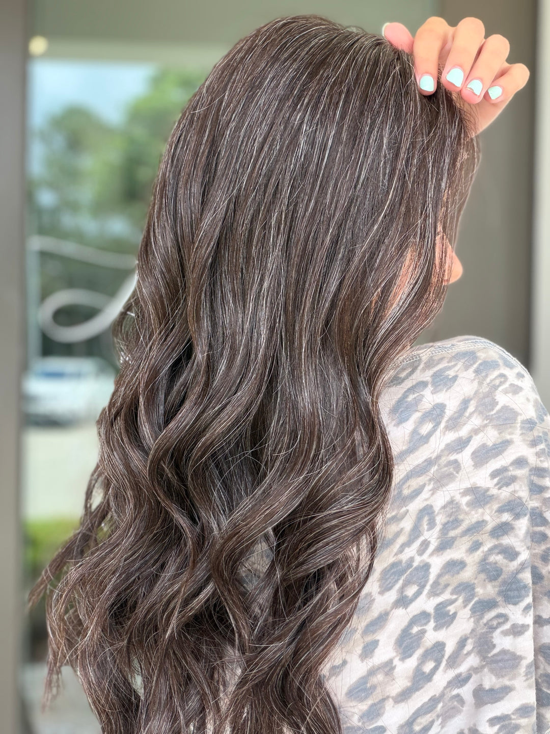 Junie with natural silver highlighting (M) 22” Lace Top Wig