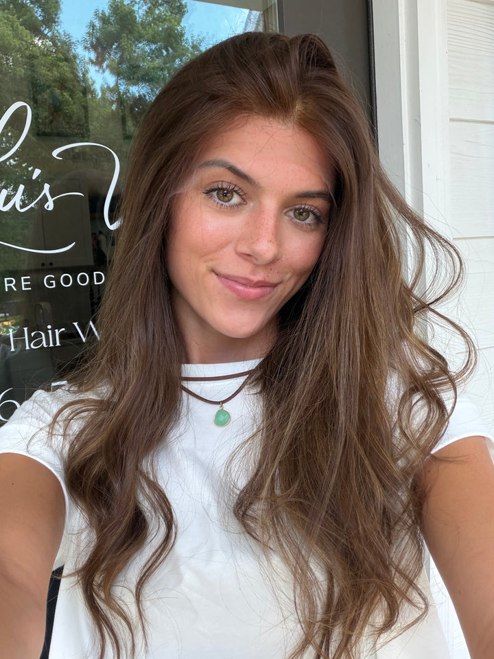 Mel 20" Euro Lace Top Wig – Medium Brown with highlights Large Cap | Lu&