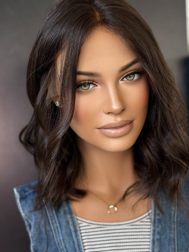 Charleigh 16" Euro Lace Top Bob Wig – Medium Brown XS | Lu's Wigs