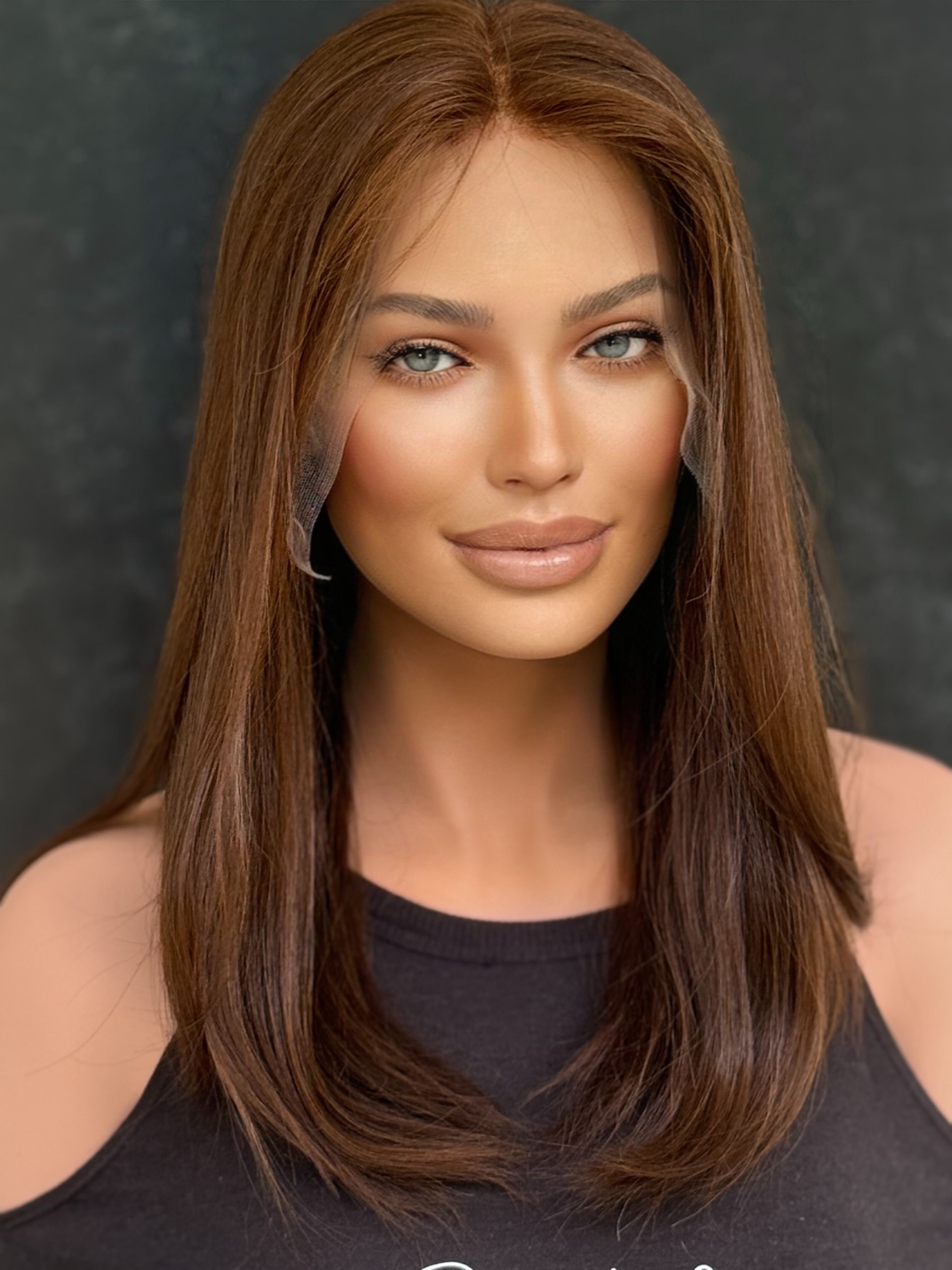 “Chocolate Brown” [L] 18” Lace Top Wig